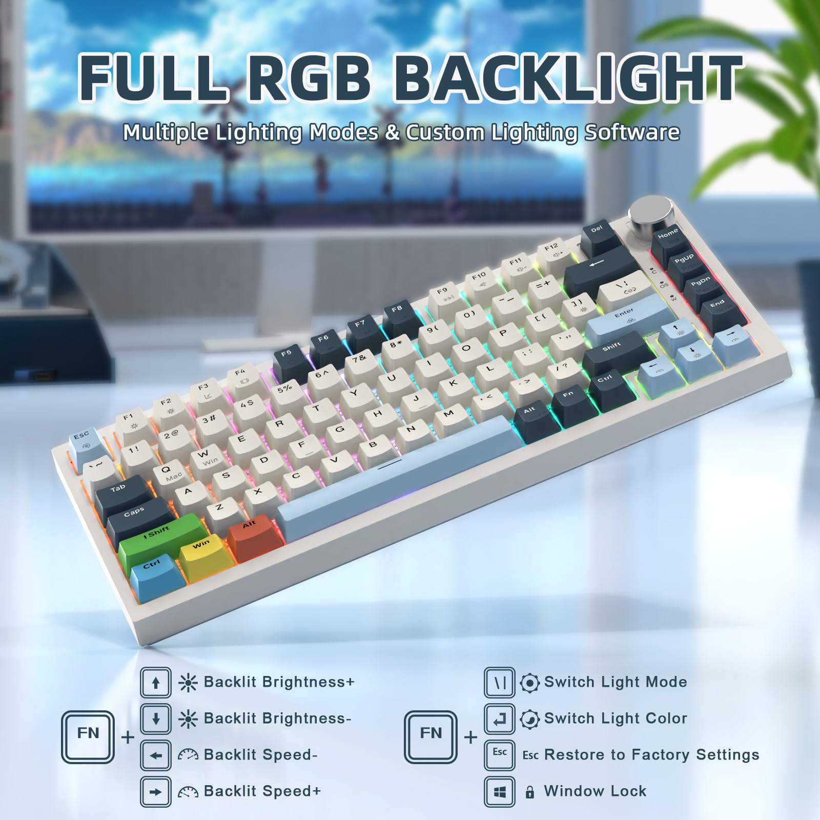 ATTACK SHARK K85 Tastiera Gaming per Valorant con Cavo a Spirale, Interruttore Magnetico, Attuazione Regolabile, Tastiera Meccanica Cablata Apex Pro TKL, RGB, Anti-ghosting, Manopola, QWERTY, PC/MAC