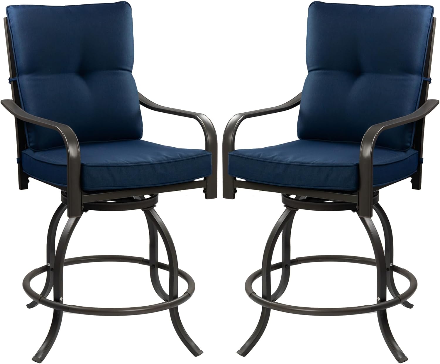 Kozyard Isabella Outdoor Swivel Bar Stools, Counter Height Patio Swivel Chairs with Textilene Seat, High Outdoor Bar Chairs for Backyard, Bistro, and Patio Bars Beige