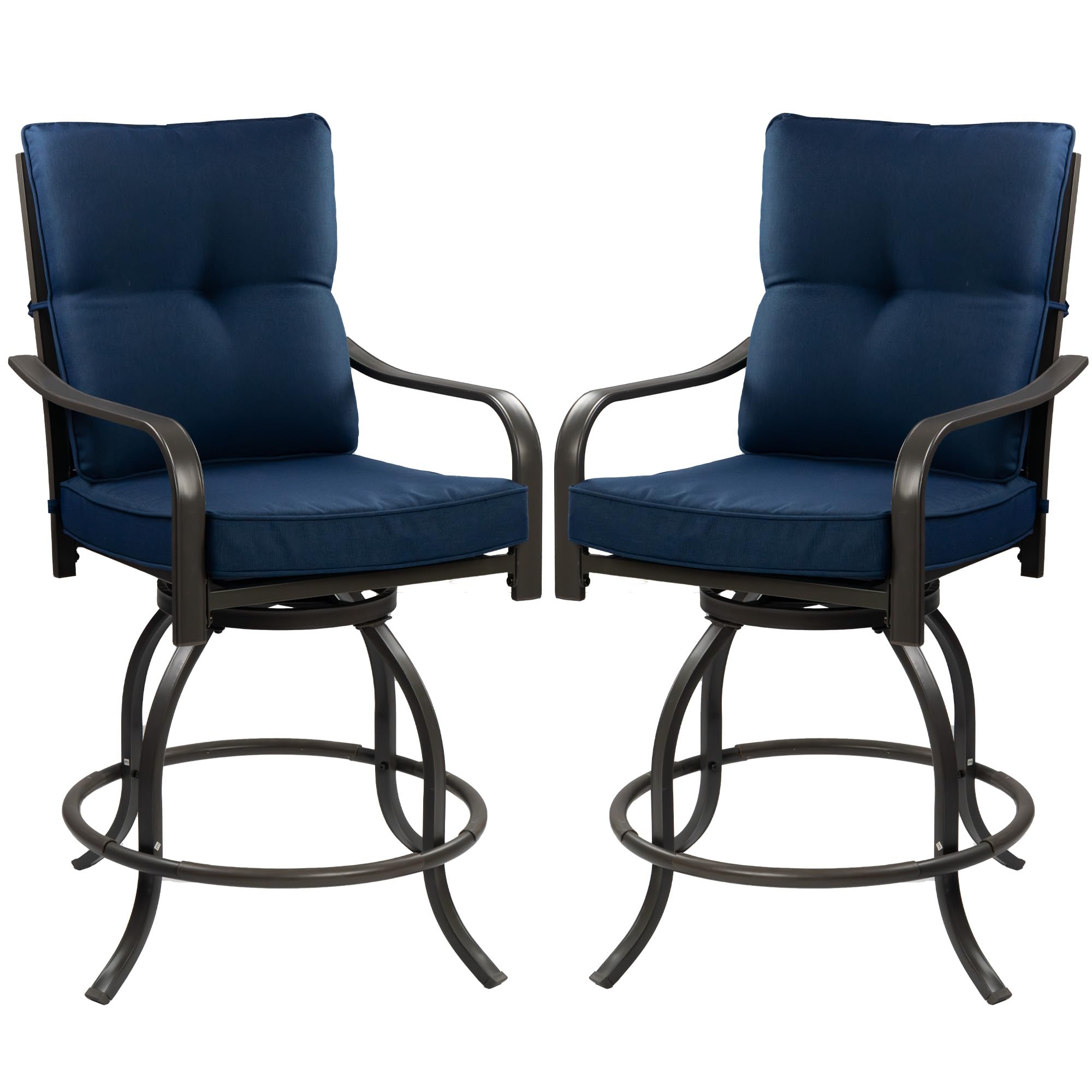 Kozyard Isabella Outdoor Swivel Bar Chairs in Navy Blue