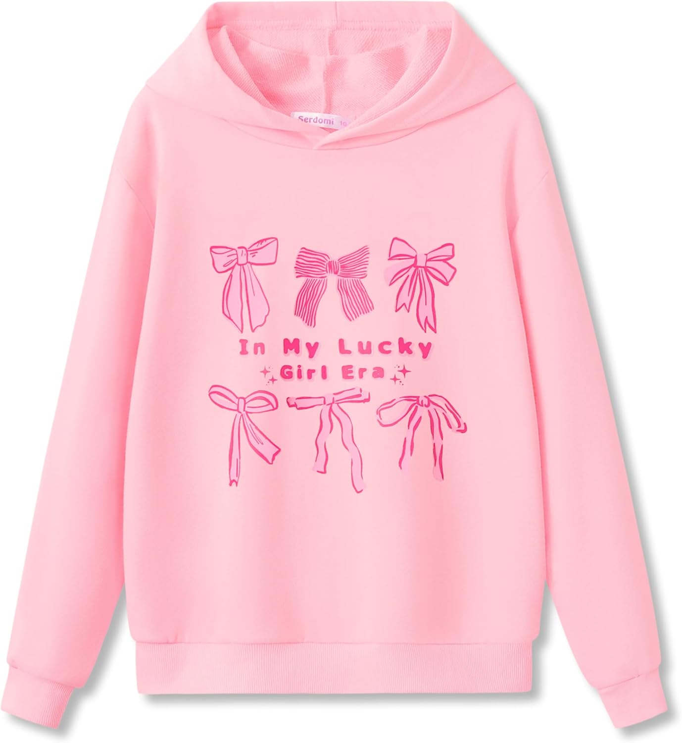 Serdomi Hoodie Sweatshirts for Girls - Soft Long Sleeves Pullover Shirt Stylish Smiling Face Size 6-18