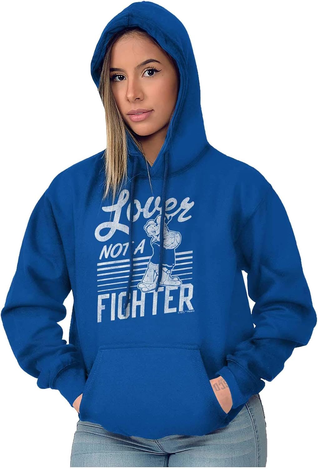 Brisco Brands Popeye the Sailor Loves Not a Fighter Hoodie Sweatshirt Women Men