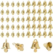 120 Pcs Gold Mini Bells Small Bells for Crafts, 60 Pcs 0.55Inch/14mm and 60 Pcs 0.39Inch/10mm Decorative Bell for Decorative Bell Christmas Tree Pendants, Making Wind Chimes and Crafts Decorating