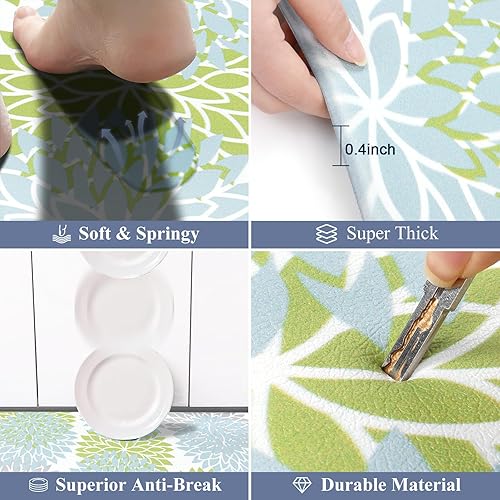 Miniatura 3 de HEBE Juego de 2 alfombras de cocina antifatiga, color verde