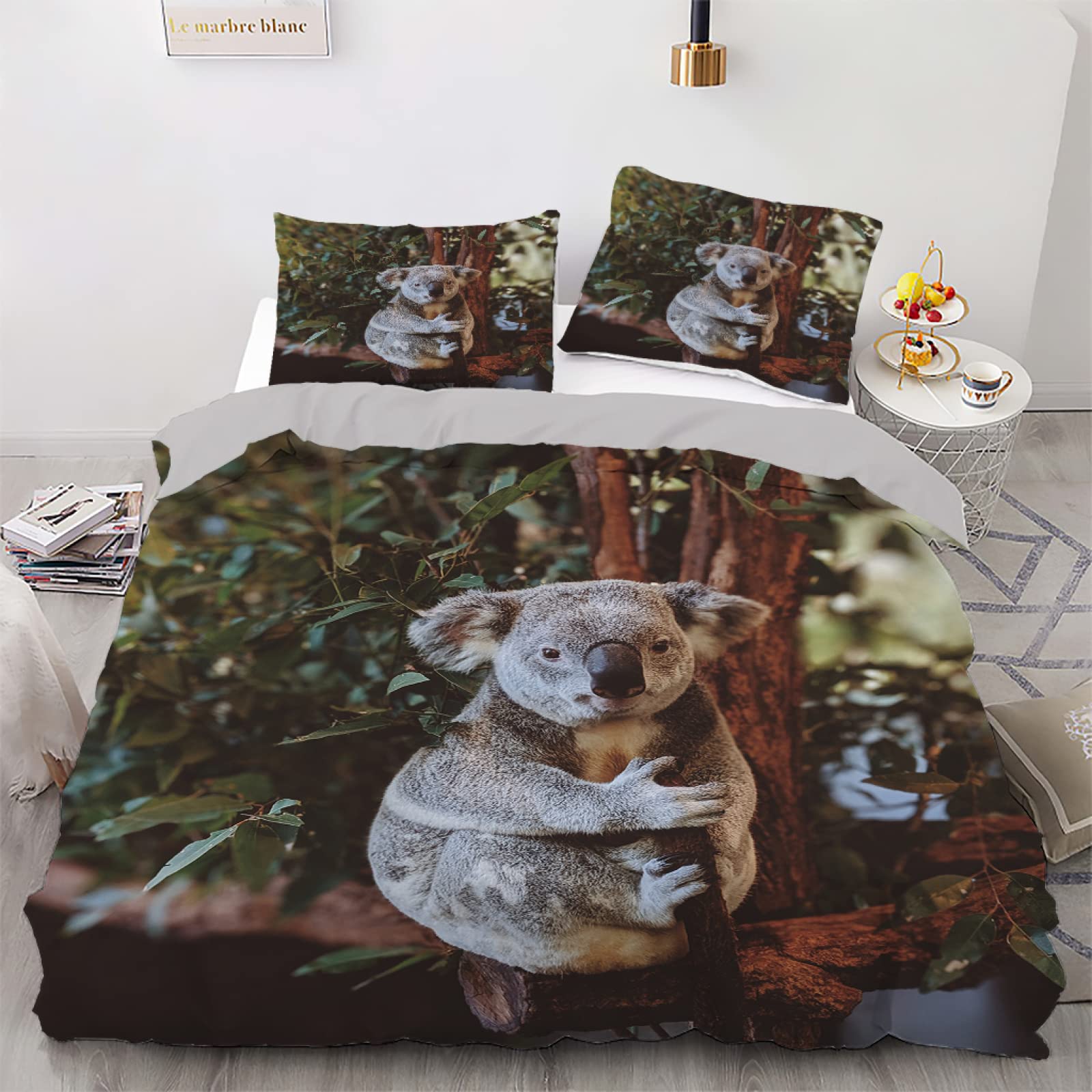 Housse de couette paresseux 200x200 cm gris avec 2 taies d'oreiller Vertbaudet