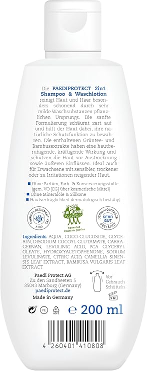 PAEDIPROTECT 2in1 Shampoo & Body Wash for Babies and Children 200 ml