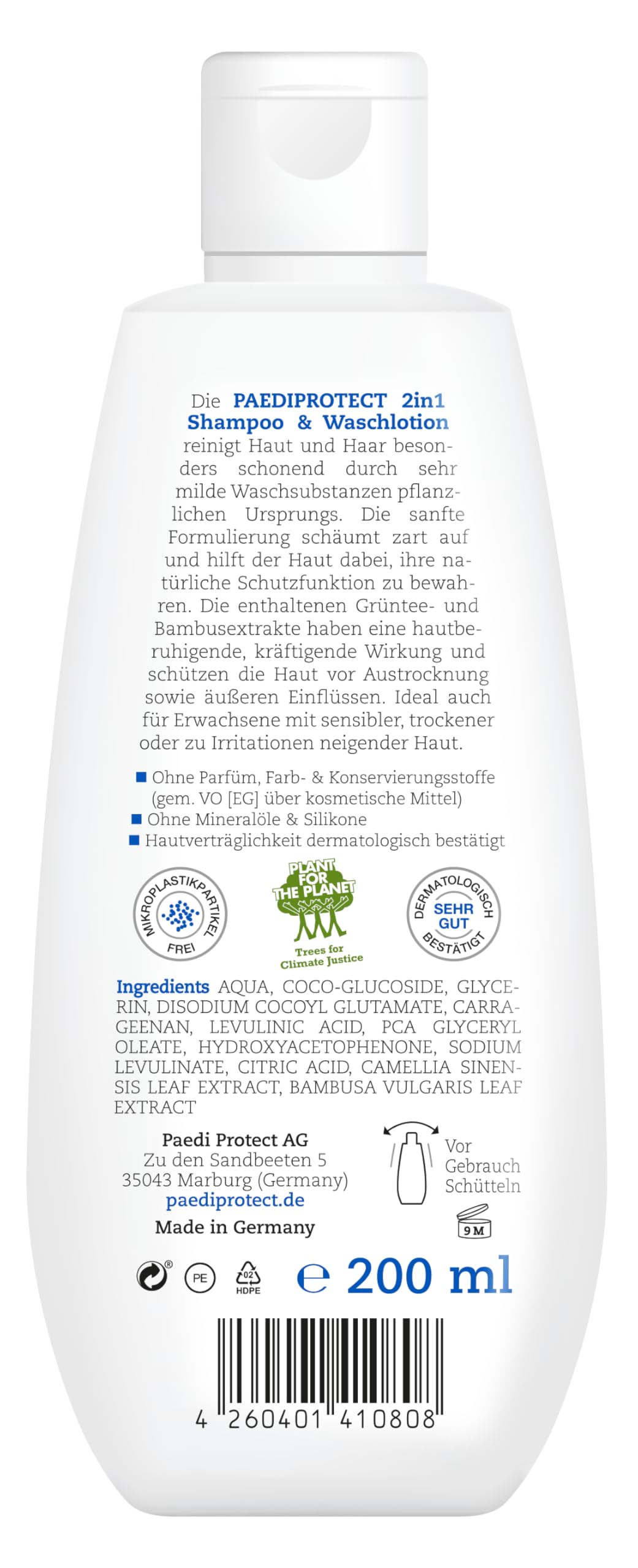 Besuche den PaediProtect- PAEDIPROTECT 2in1 Shampoo & Waschlotion für Babys & Kinder 200 ml, sanfte Reinigung & Haar ohne Parfüm & Mikroplastik, Duschgel spendet Feuchtigkeit für trockene, sensible Haut auch Erwachsene in use