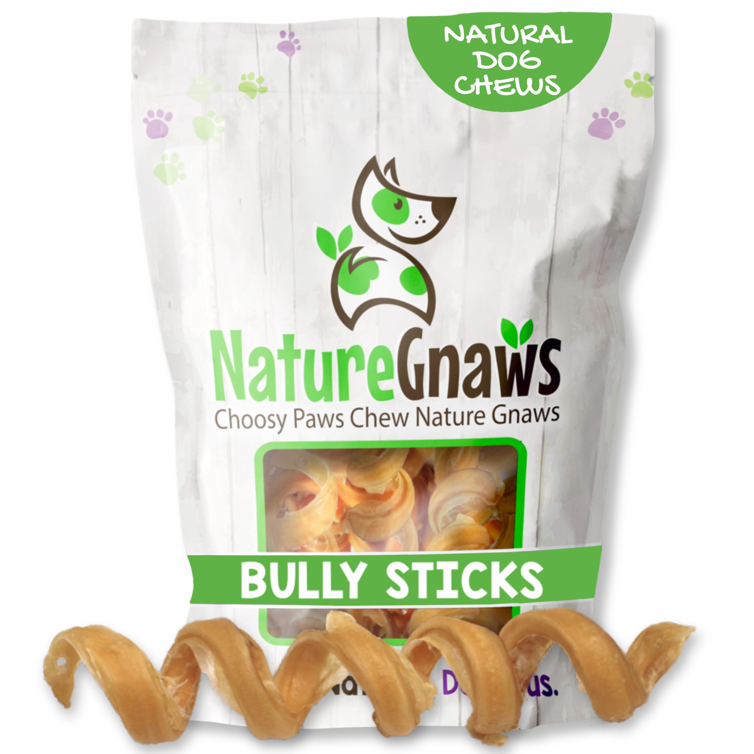 Nature Gnaws Bully Stick Springs - Muelles para Perros, Huesos de Res Naturales de Primera Calidad, golosinas masticables en Espiral de Larga duración, sin Cuero Crudo, 7-10 Pulgadas