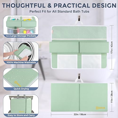 Miniatura 7 de Bath Kneeler and Elbow Rest Pad Set - Comfortable 1.5 Thick Baby Bath Kneeler Pads with Toys Organizer, Non-Slip Knee Arm Support Bathtub Mat,