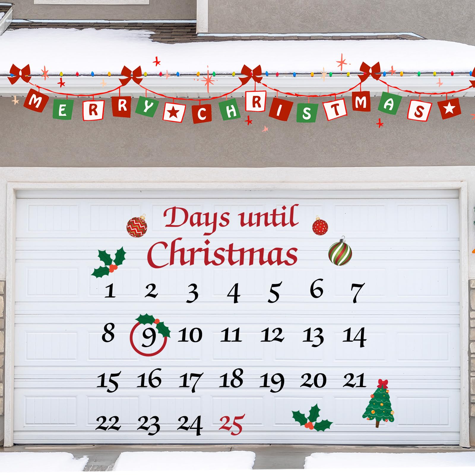 Mooliwe Christmas Garage Door Calendar Magnetic Christmas Advent Calendar Garage Decoration Christmas Countdown Decoration Tree Ball for Home Garage Door Car Merry Christmas sign, 50 Pieces Magnets