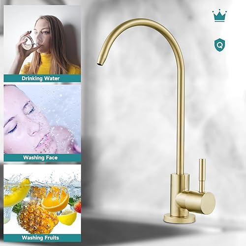 Miniatura 3 de FVITA Grifo de cocina de oro cepillado 304 de acero inoxidable filtro de fregadero grifo de agua grifo de ósmosis inversa, grifo RO grifo de agua de