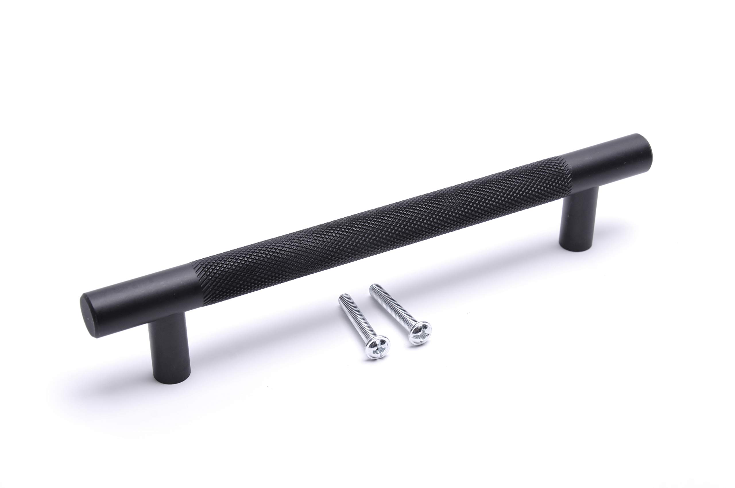BSM Marketing Black Knurled T Bar Modern Kitchen Cupboard Cabinet Drawer Bar Door Handle Knob Matt Finish (1, 192mm) - Image 2