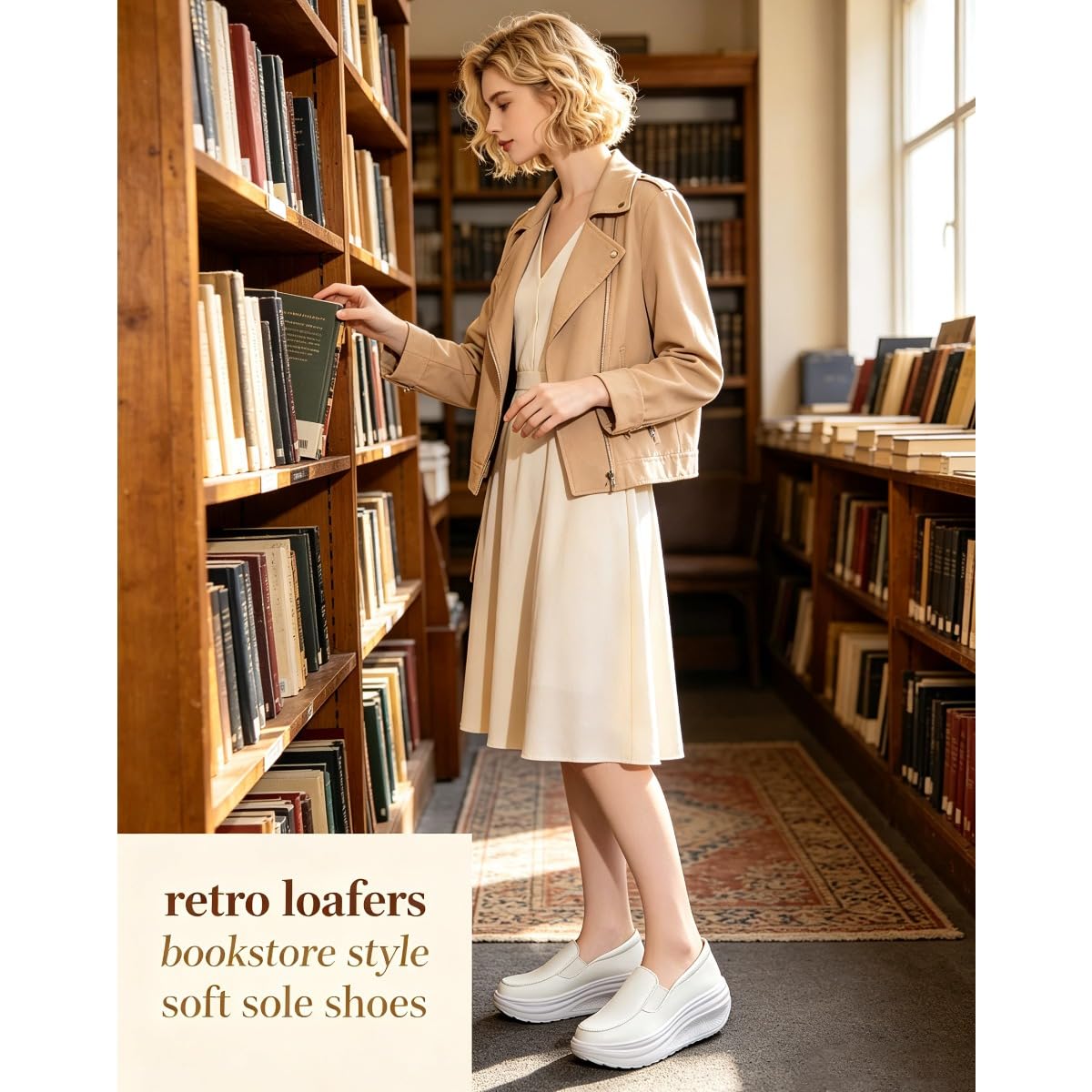 Orthopädische Damen-Turnschuhe mit Wippboden, bequem, leicht, rutschfest, Keilabsatz, ergonomische Schmerzlinderung, Fußgewölbeunterstützung, Leder, Krankenschwesterschuhe