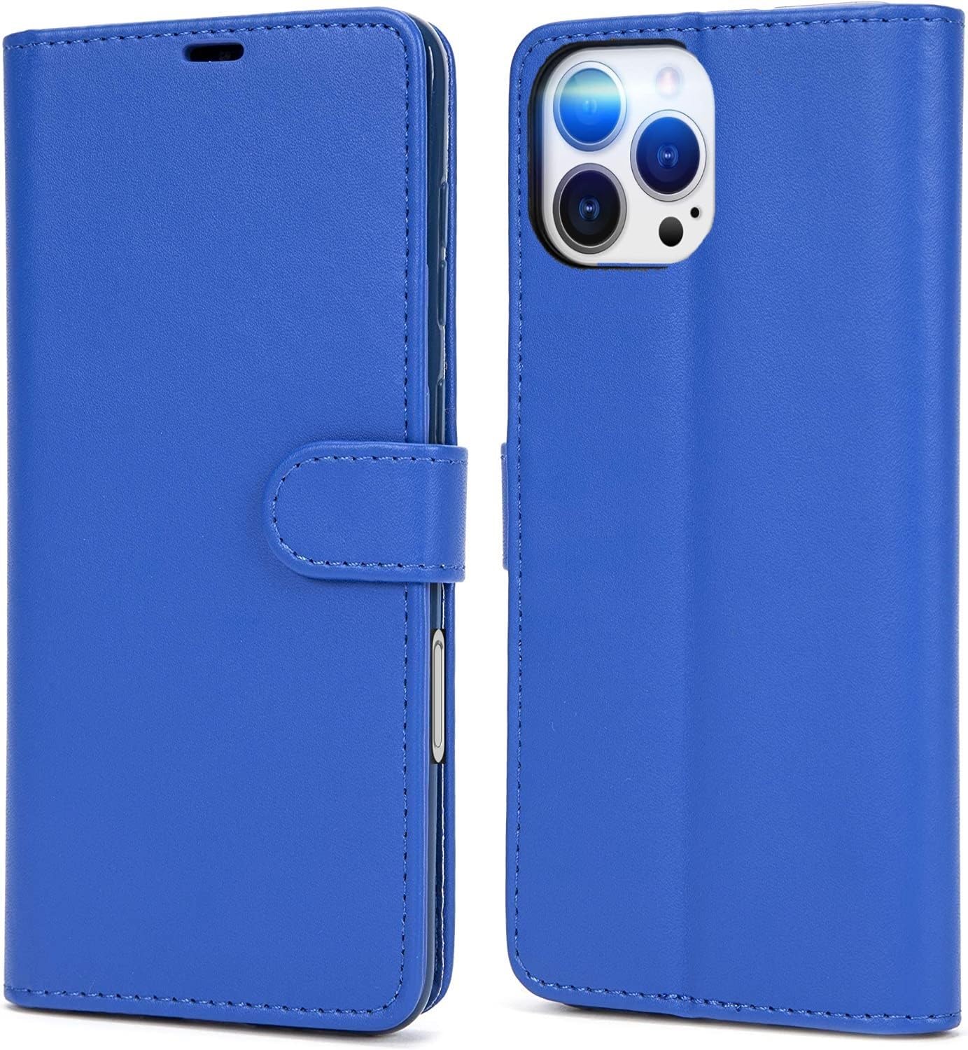 NWNK13 For iPhone 16 Pro Max (6.9") Case Leather Wallet Book Flip Stand View Phone Cover with Card Holder Slots Compatible with iPhone 16 Pro Max Blue