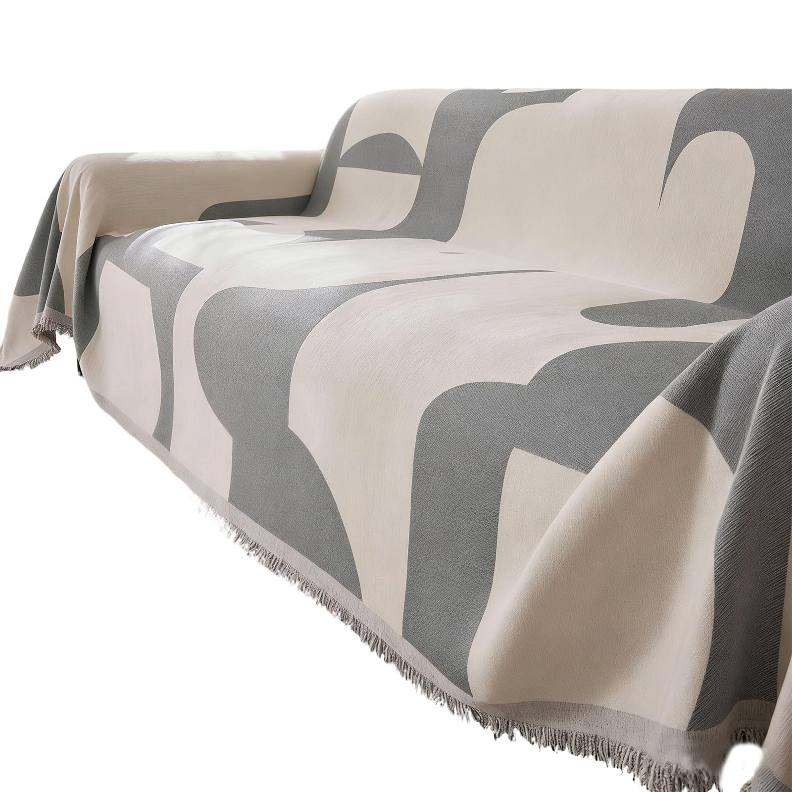 Nucelit Universals Sofa Cover Geometric Pattern Chenilles Fabric Couch Slipcover with Tassels Pet Furniture Protector for Home Use Furniture Protector Sofa Cover