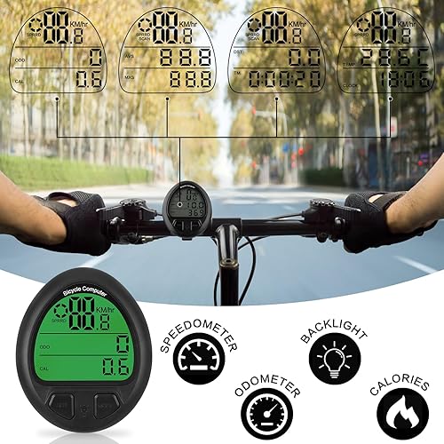 Miniatura 2 de Cableadoinalámbrico para elegir la computadora de la bicicleta,MPH KMH computadora de bicicleta,Digital LCD retroiluminación pantalla bicicleta