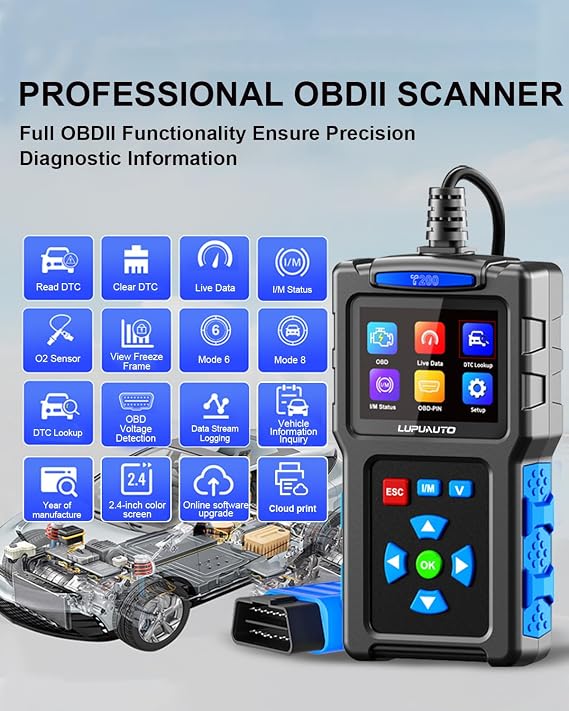 OBD2 Scanner Diagnostic Tool Check Engine Car Code Reader with Reset | Instant DTC Definitions & Reset, Universal 14-Language Support, Wide Vehicle Compatibility