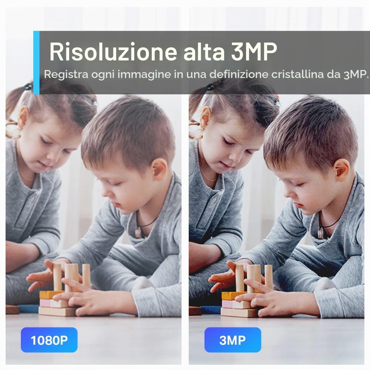 Tapo C210 Telecamera Wi-Fi Interno 2K(3MP), Videocamera Sorveglianza, Visione Notturna, Notifiche in Tempo Reale, Storage su Cloud, MicroSD fino a 512GB, Funziona con Alexa e Google Assistant