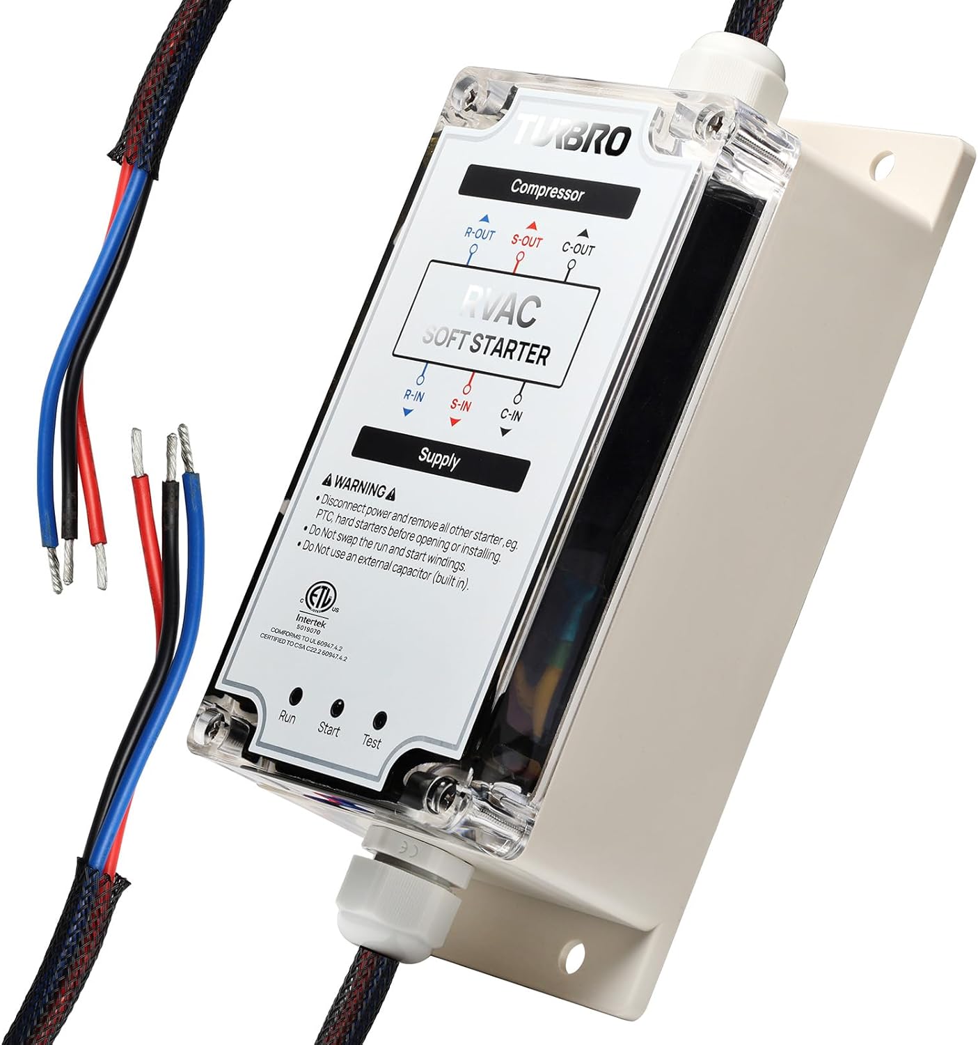 TURBRO RV AC Soft Start Kit for Smooth Startup, ETL certified, 6-Wire Installation, Protects Compressor and Other Appliances in Vehicles, 3 Indicator Lights, AC 100-240 V/60 Hz, S15 Plus