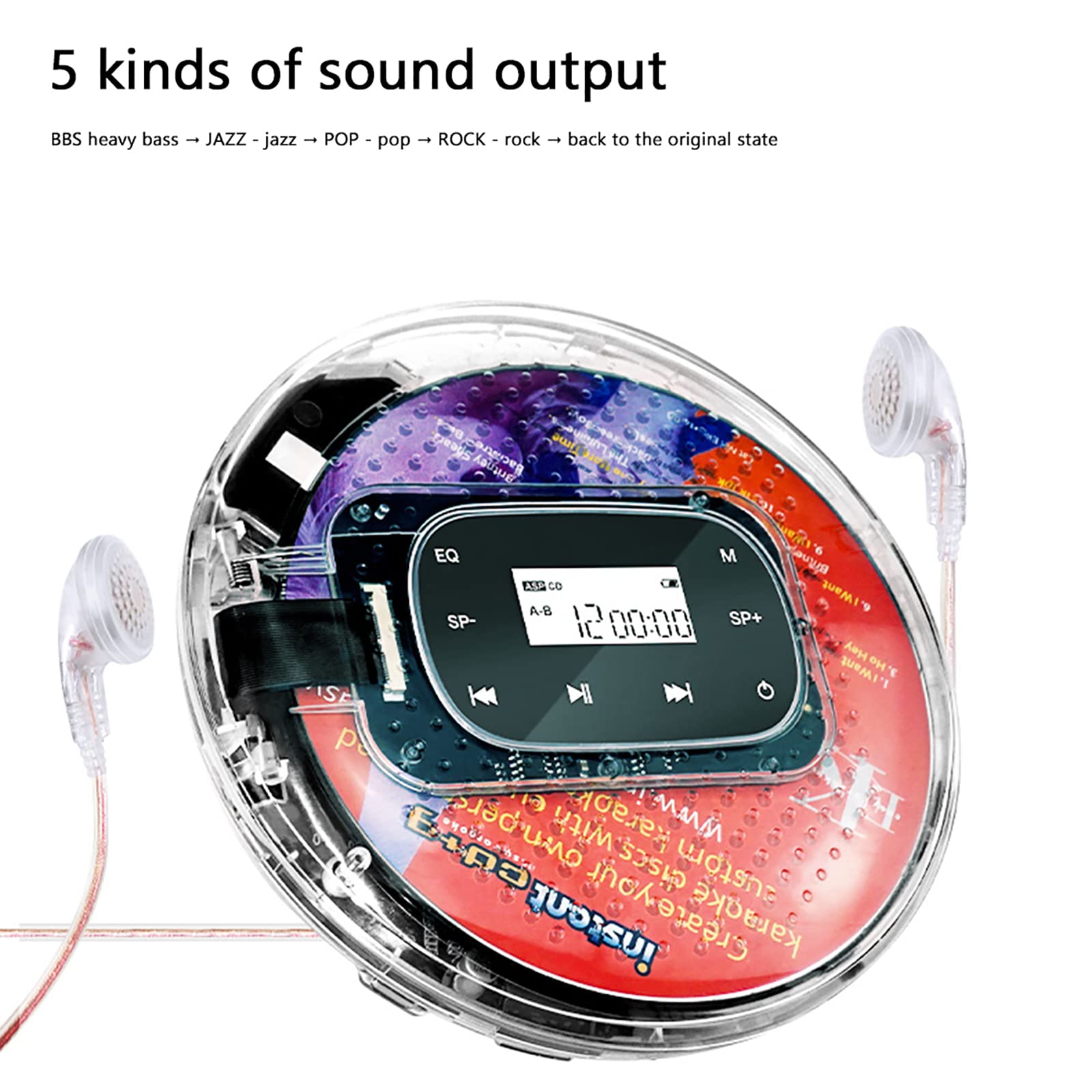 Amazon.co.jp: ポータブルCDプレーヤー、LEDスクリーン表示機能を備え