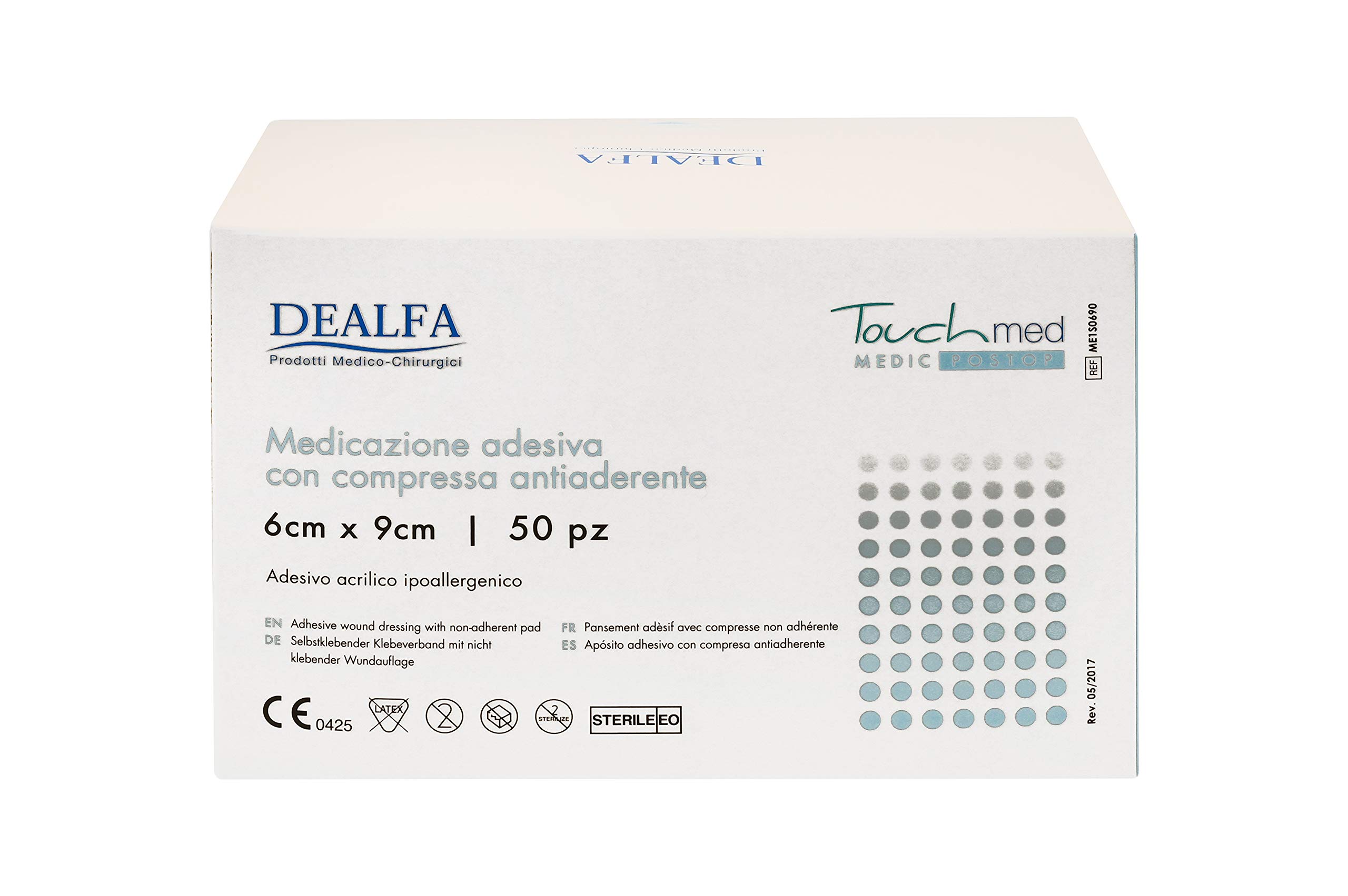 TOUCHMED Cerotto Adesivo Sterile in TNT con Compressa Antiaderente - 6x9 cm - Traspirante e Assorbente - Ottima Adesività - Monouso - Confezione da 50 Pezzi