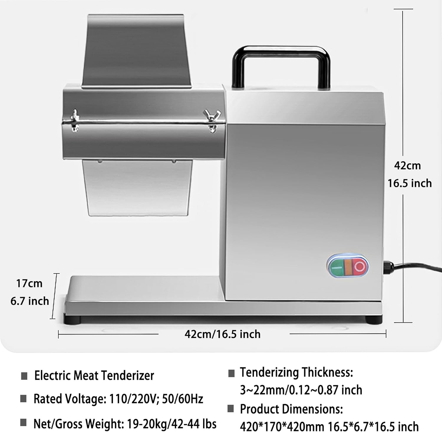 Commercial Meat Cuber Tenderizer Machine 110V 450W Heavy Duty Electric, Food Grade 304 Stainless Steel for Beef Steak Pork Chicken Mutton, Professional Kitchen Equipment