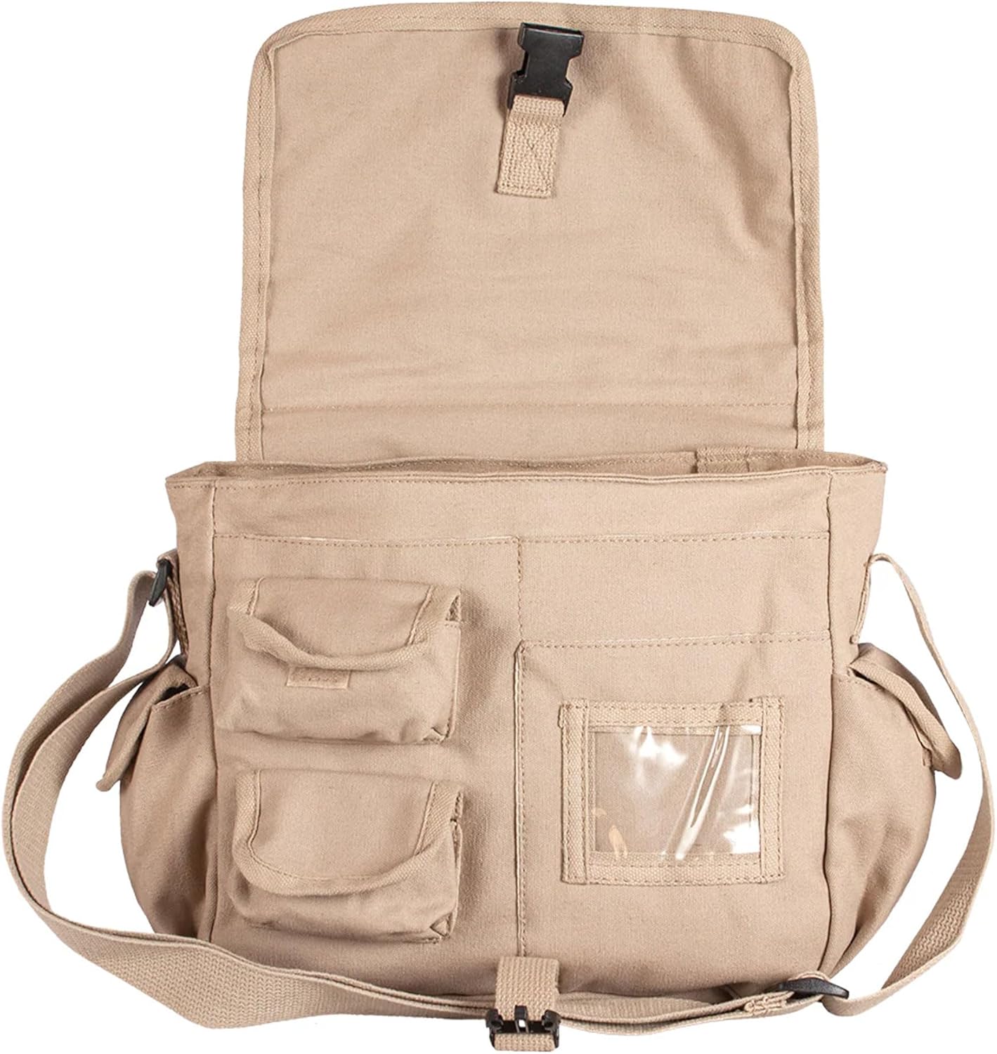Fox Outdoor Products Retro Messenger Bag - Tactical Multi-Purpose Vintage 11.75" x 10" Crossbody Shoulder Bag - Patch Options