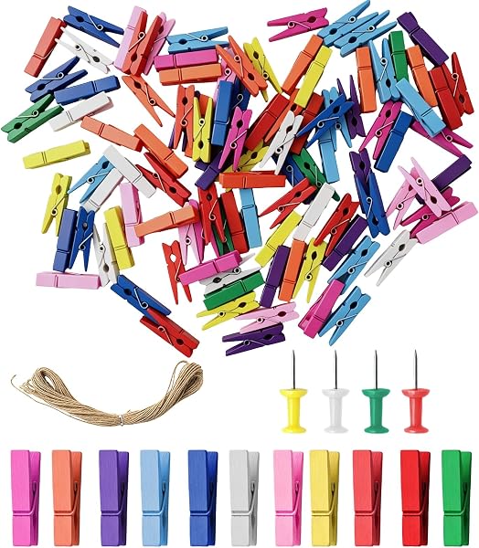 Wangzhenxi mini pinzas de madera multicolor, 100 uds