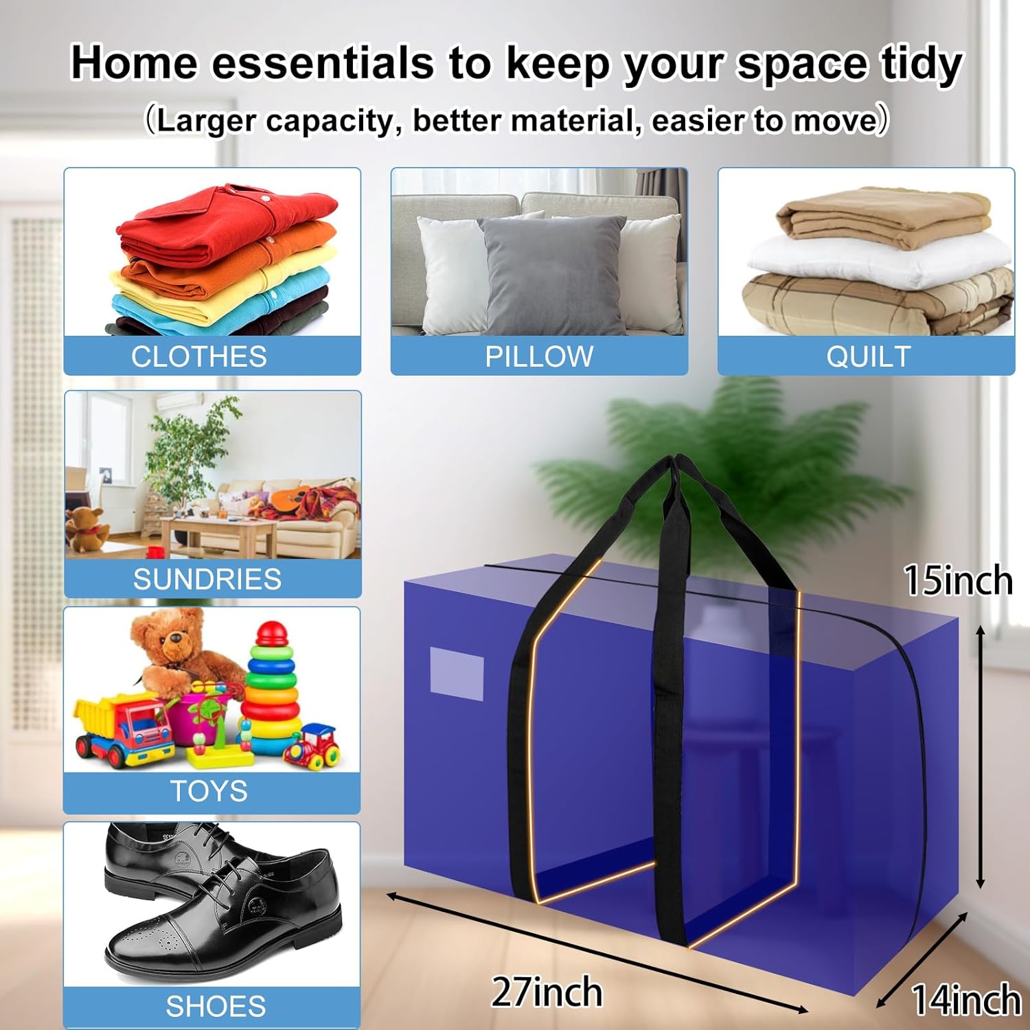 KRYSTY 8-Pack Moving Bags and Large Storage Bags with Strong Handles,Durable Zippers,Heavy Duty Moving Bags for Space Saving and Moving Supplies - Image 6