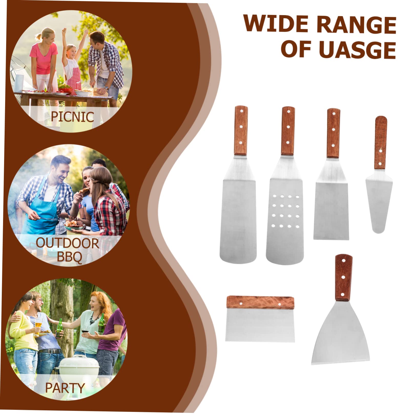 UPKOCH Edelstahl-grillbesteck-Set Mit Holzgriff Grillzubehör-Set Für Küche Und Grillen
