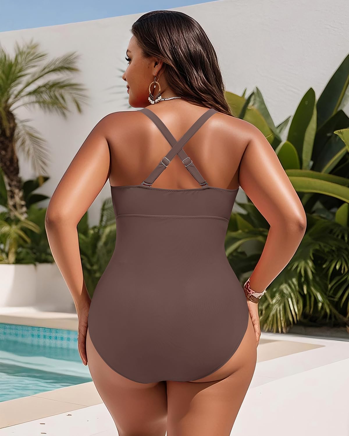 Yonique Women Plus Size One Piece Swimsuits Tummy Control Bathing Suits Vintage Swimwear