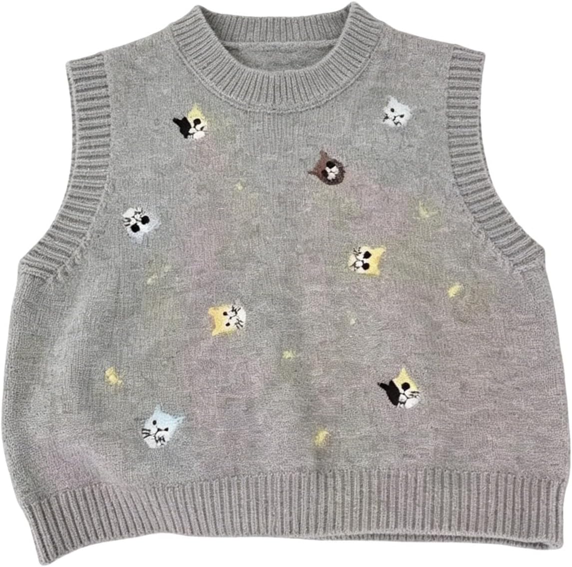 Boys Girls School Uniform Sweater Vest Cute Graphic Crew Neck Knit Tank Tops Back to School Sleeveless Knitted Pullover