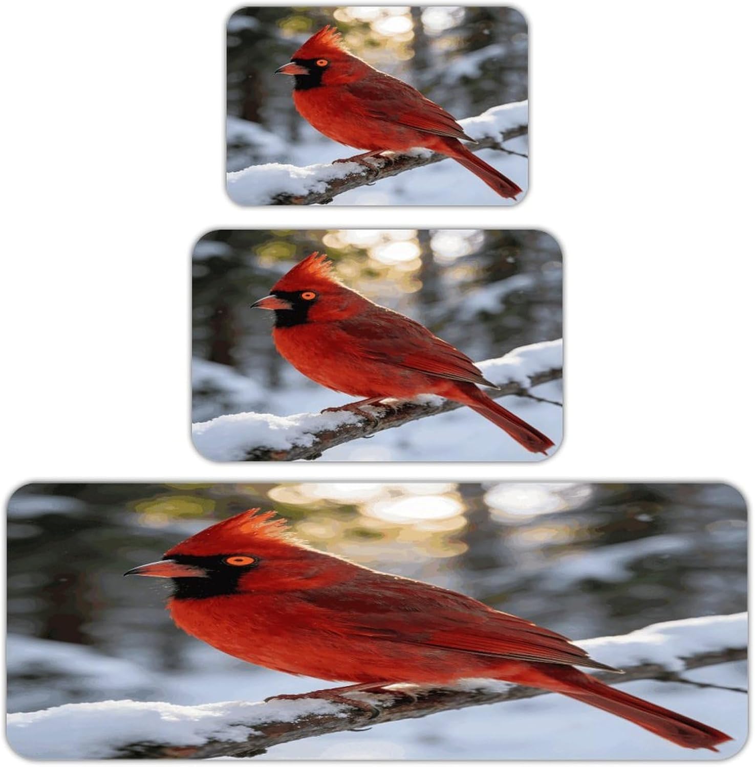 Cadinal Kitchen Rugs Sets of 3 Non Slip Kitchen Mat for Floor Comfort Standing Rug and Mats Thick Cushioned Long Area Carpets for Laundry Room Entryway