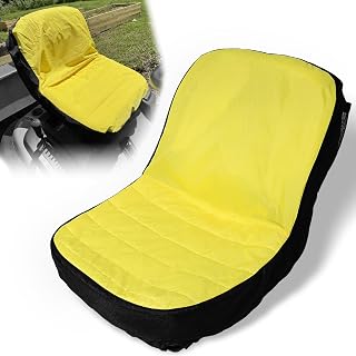 Riding Lawn Mower Cushioned Seat Cover Compatible with John Deere LP92334 for Mower Tractor & Gator Seats up to 18" High, Weatherproof Oxford 300D Fabric with Convenient Pockets