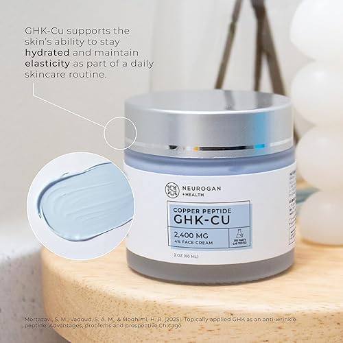 Miniatura 3 de Neurogan GHK-Cu Copper Peptide Face Cream  4% de péptidos para firmeza de la piel e hidratación profunda  Hidratante facial diario con 2400 mg