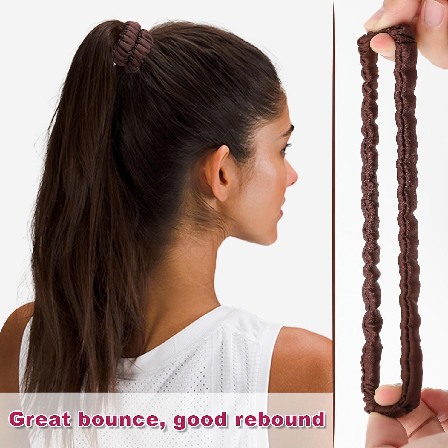 8Pcs Mulberry Silk Scrunchies Set, Silk Hair Ties Elastic for Women, Skinny Scrunchies Reduces Breakage for All Hair Types Srevela (4*Black, 4*Brown)