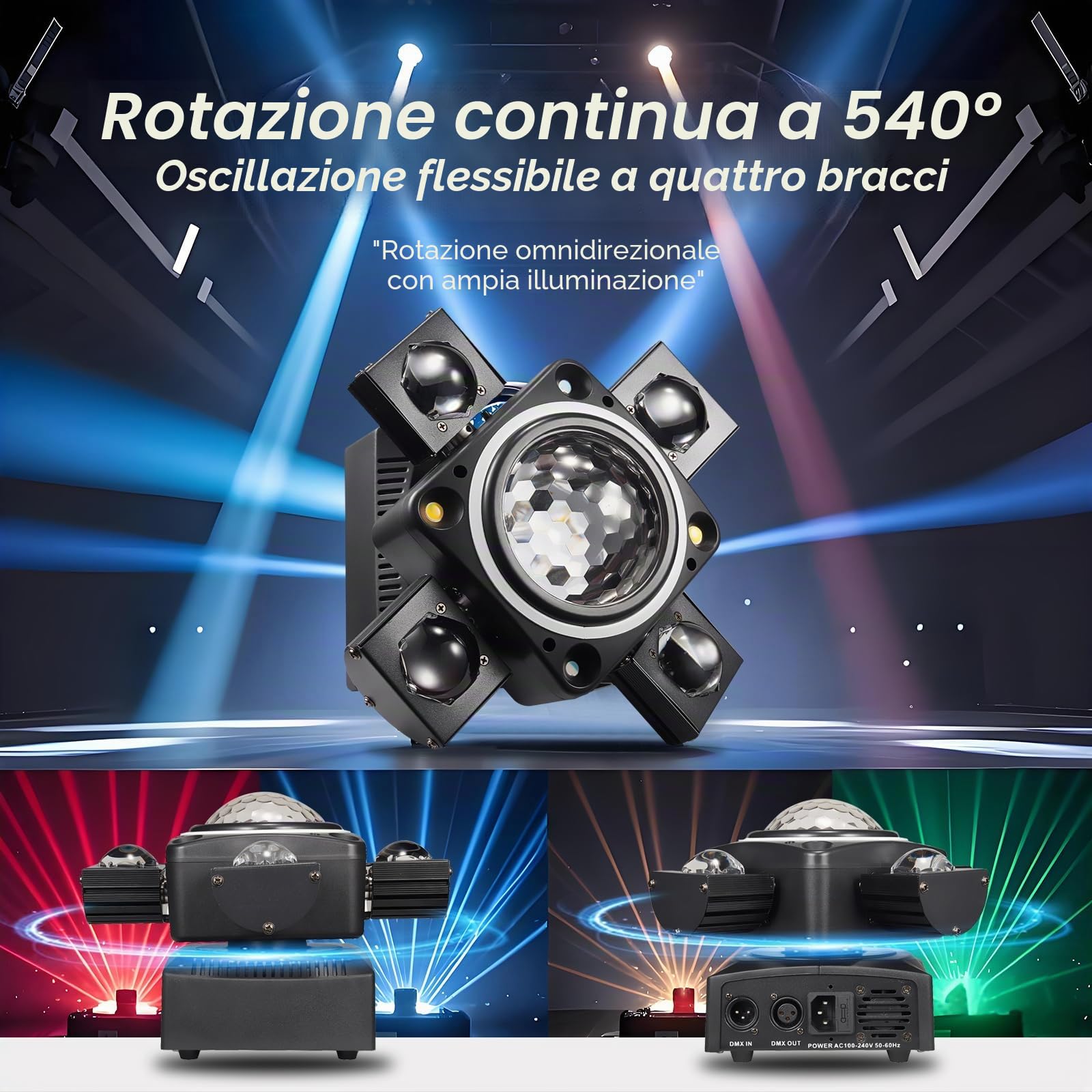 Luce da discoteca, XJG-102 luce per feste, luce LED RGB, proiettore DJ controllato dalla musica, luci DMX, per KTV, riunioni di famiglia, matrimoni, compleanni, Halloween