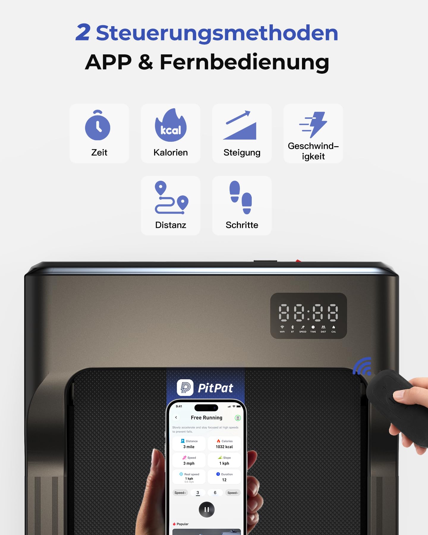 MJWW Walking Pad mit Steigung 6%, Laufband für Zuhause & Büro 136 KG mit Smart App 6 km/h & 12 km/h, Laufband Schreibtisch Leise 2.5 PS mit Schulungskurse und Multiplayer-Wettbewerbe