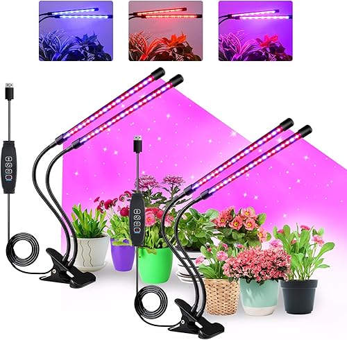 Miniatura 12 de Luces de cultivo de 4 cabezales para plantas de interior, lámparas LED de espectro completo con clips y cables de 120 pulgadas para cultivo