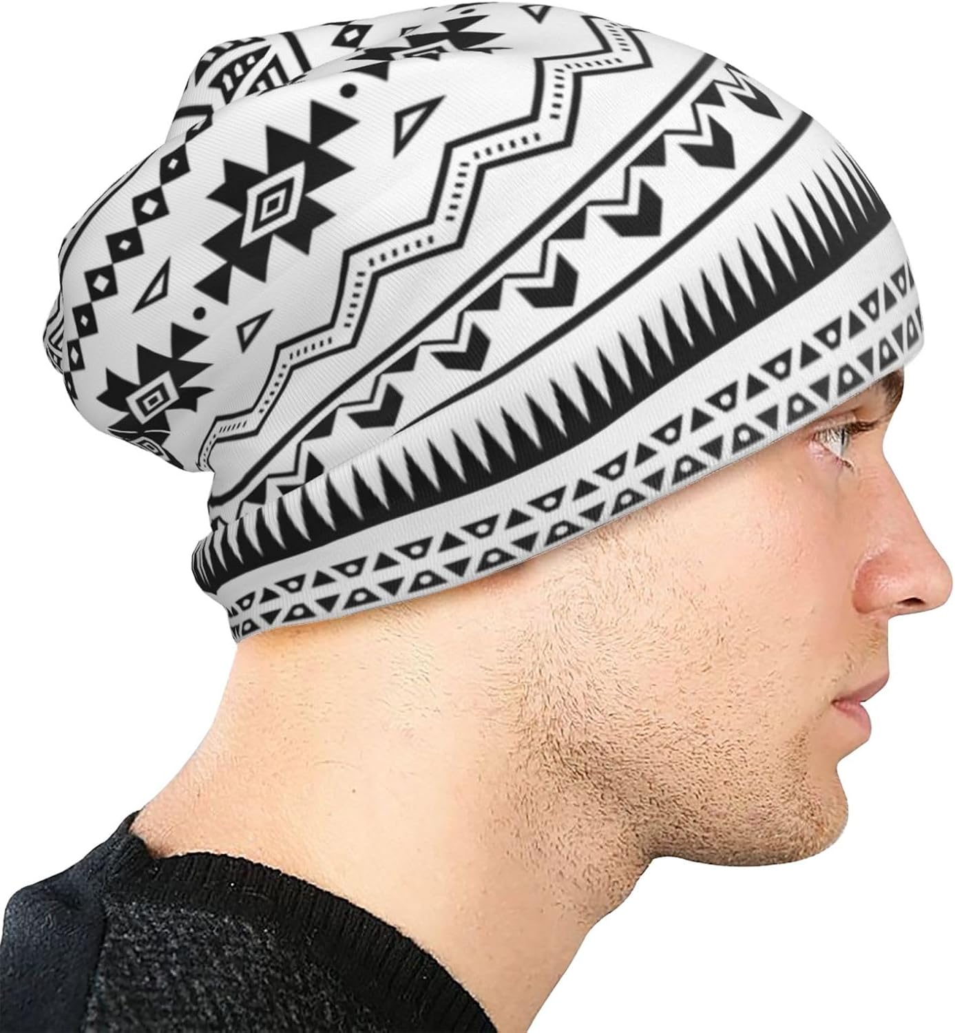 Aztec Mexican Tribal Pattern Beanie Hat Slouchy Cap Warm Cancer Headwear Stretch Knitted Hats For Women Men - Image 6