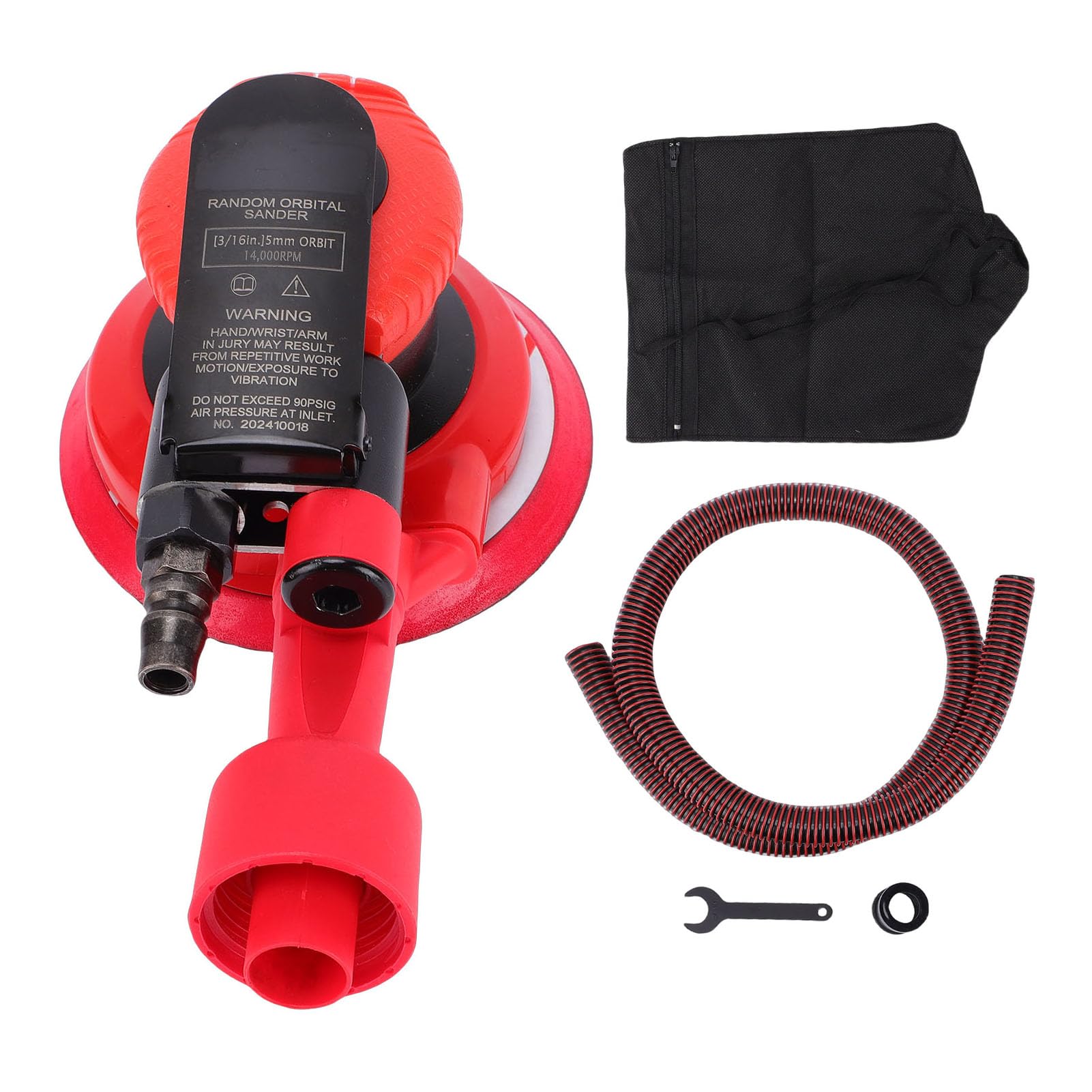 Oumefar Lijadora Orbital Aleatoria de 5 Pulgadas Lijadora de Aire Orbital Aleatoria Neumática Acero de Aleación Órbita de 5 Mm 14000 RPM Base de Cierre de Bucle