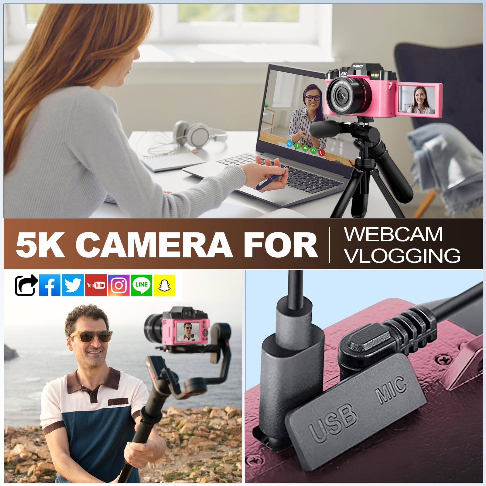 Amazon | NBD デジタルカメラ 写真撮影用 5K 48MP オートフォーカス