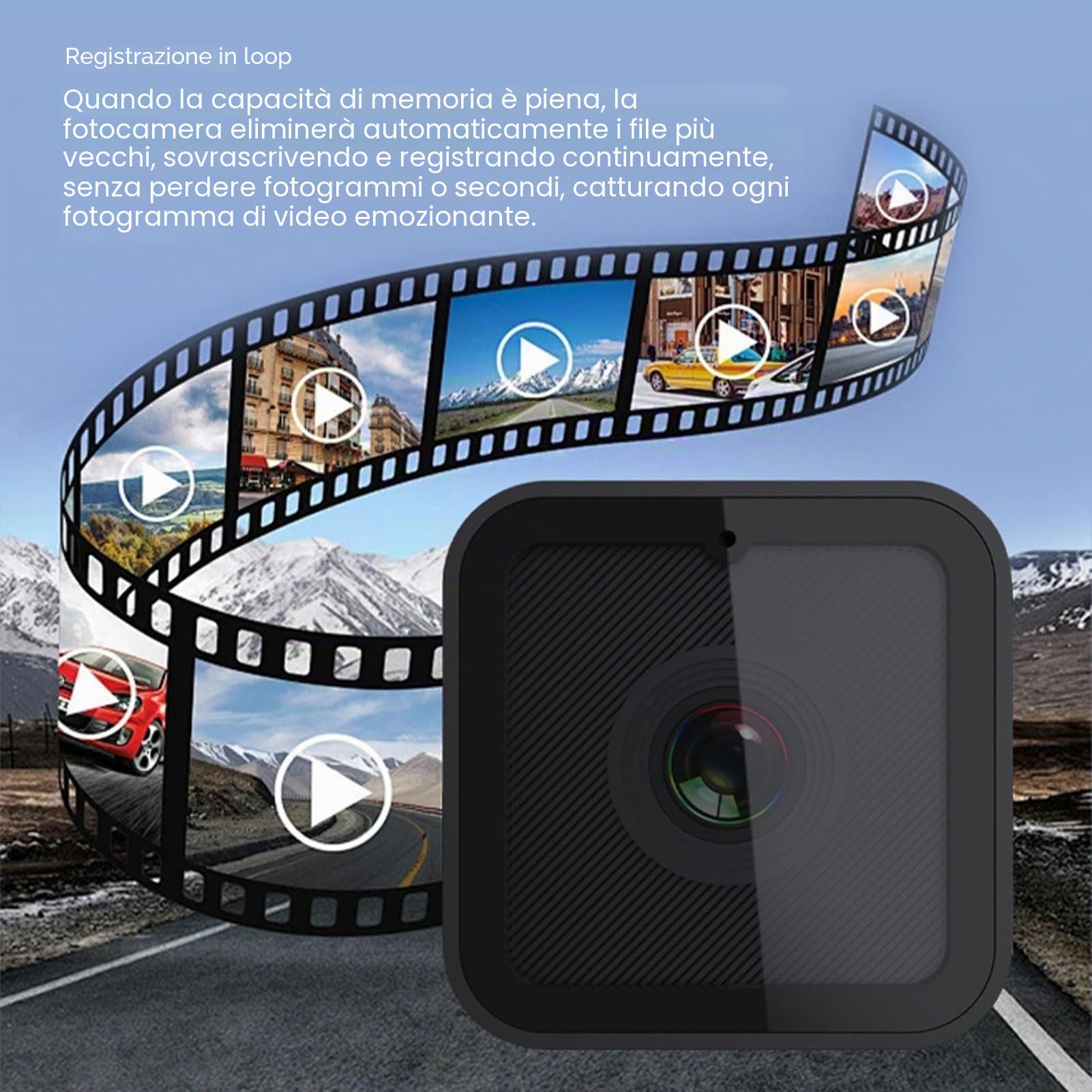 Telecamera WiFi per Bici da Manubrio, Mini Videocamera Sportiva 1080P con Grandangolo 120°, Registratore Esterno Impermeabile per Bicicletta, Montagna, Bici da Strada