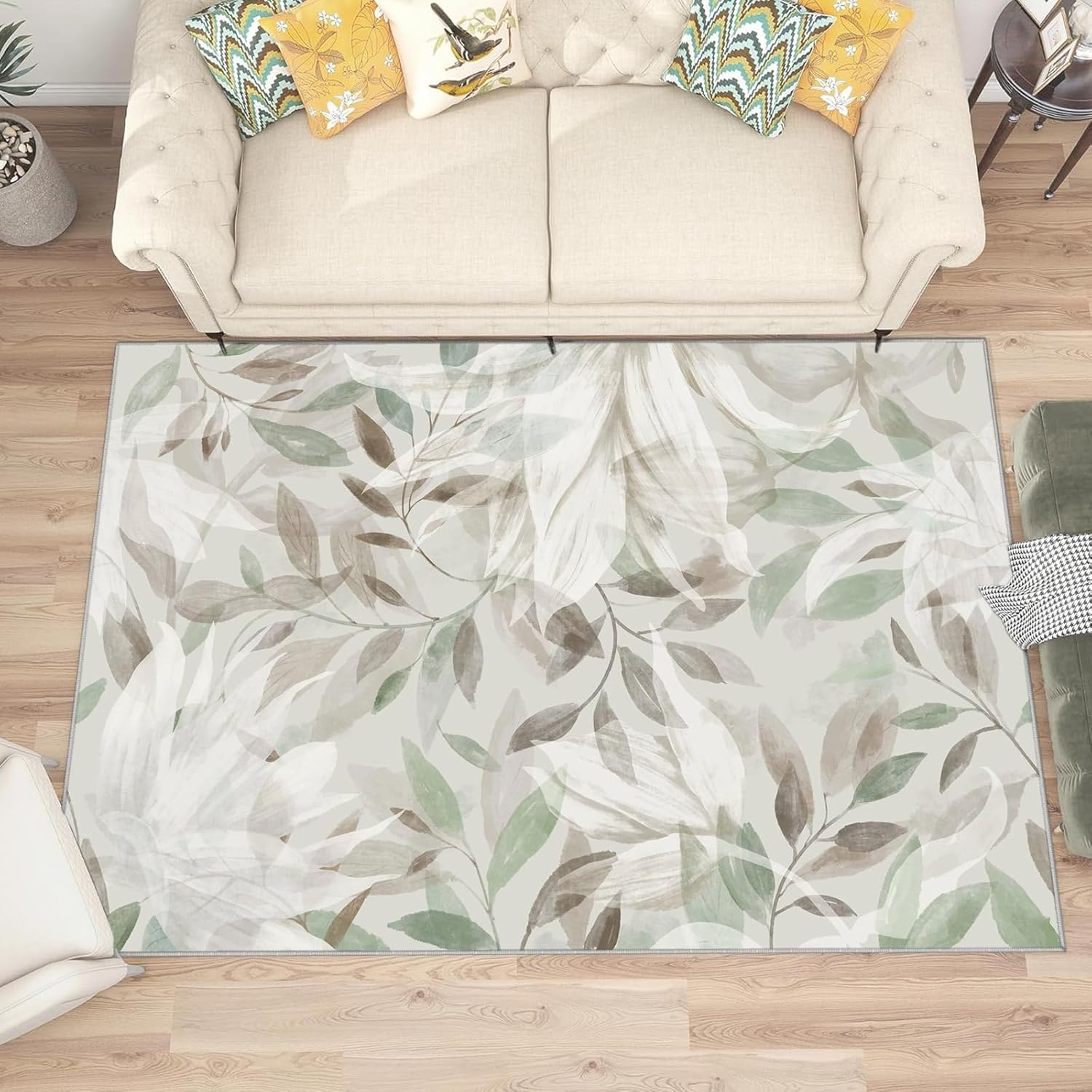 1.7x2.6 Area Rug, Washable Rugs for Living Room Bedroom Entryway Dining Room Office, Vintage Rugs Thin Low-Pile Floor Soft Carpet