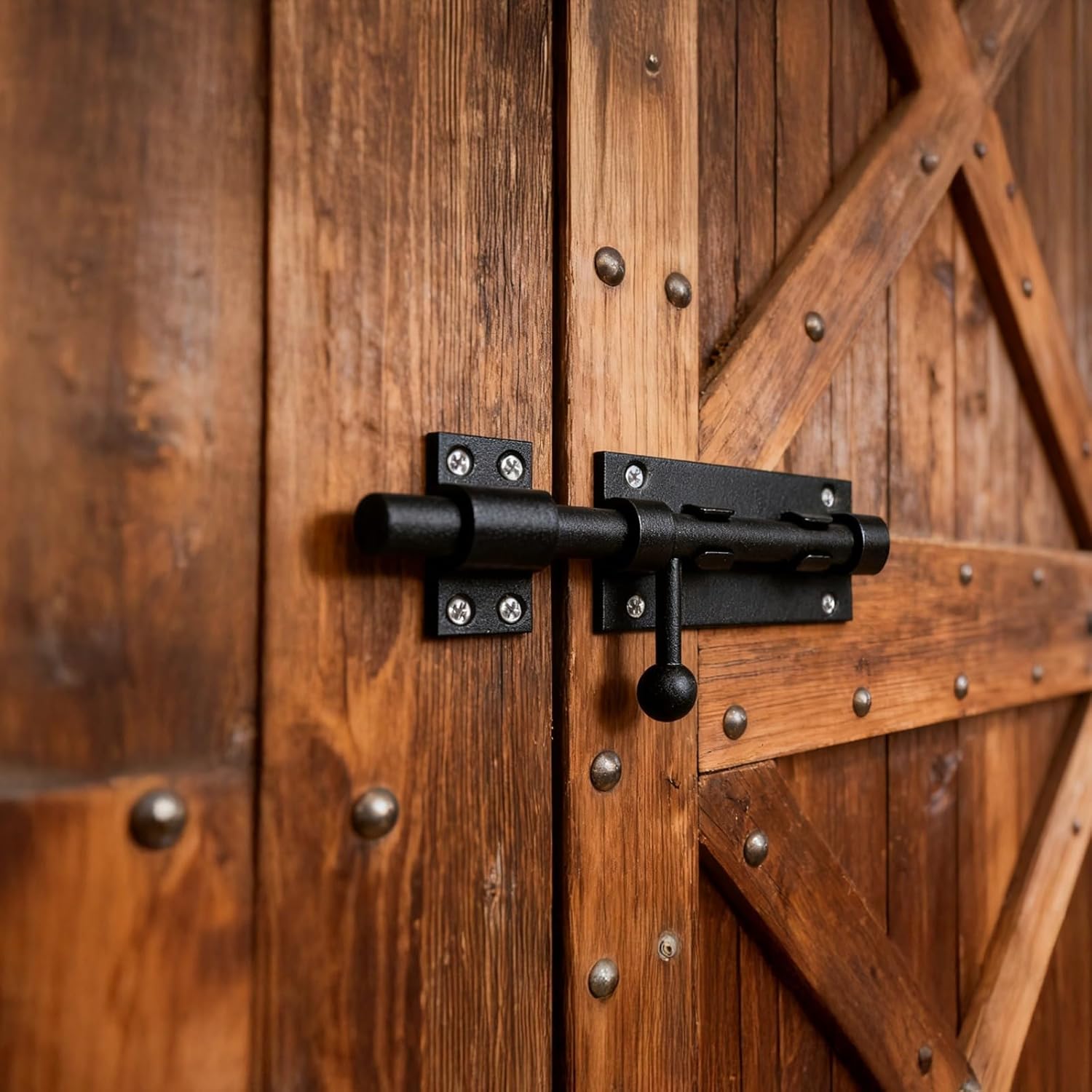 20 Cm Gate Security Latch, Black Stainless Steel, Lock Hole, Heavy Duty