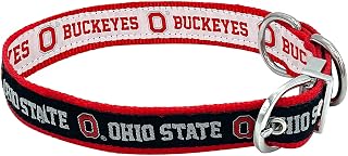 Ohio State Buckeyes Reversible NCAA Dog Collar, Large. Premium Home & Away Two-Sided Pet Collar Adjustable with Metal Buckle. Your Favorite NCAA Team with Unique Design on Each Side! for Dogs & Cats