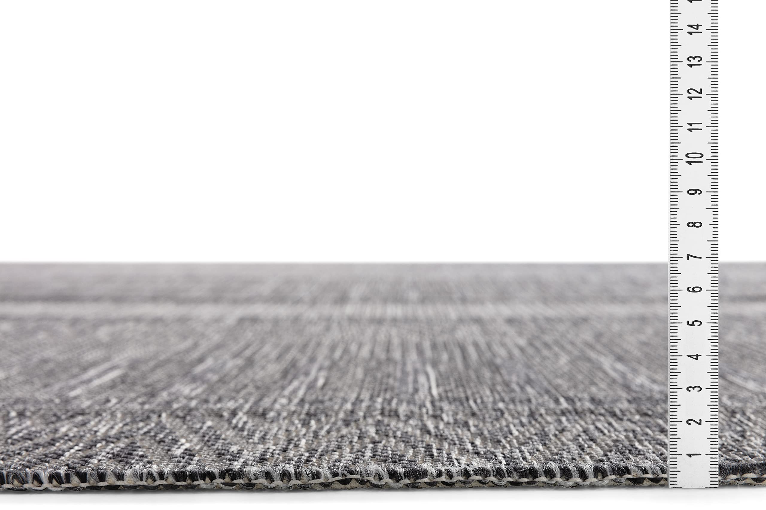 In- & Outdoor Teppich Boho Grau 120 x 160 cm – Kurzflorteppich, wetterfest & rutschfest – UV-beständig & pflegeleicht für Balkon, Terrasse & Küche
