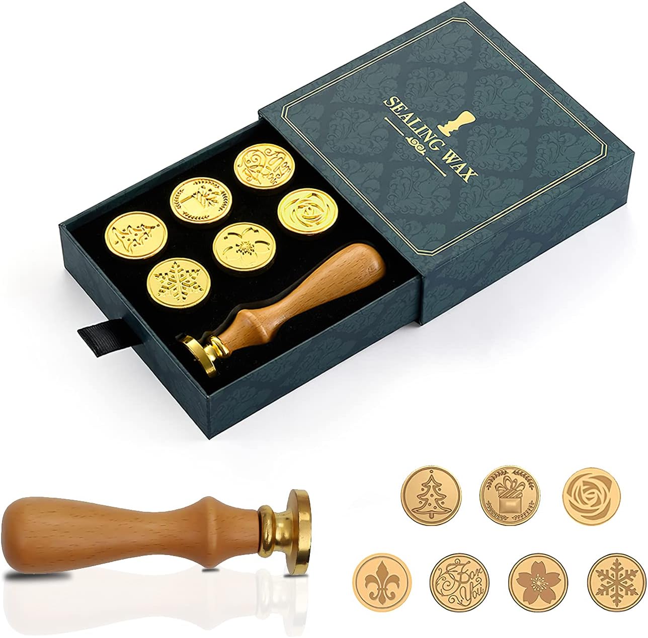 Set Timbro Ceralacca Completo - 50 Perline Di Cera, Sigilli, Cucchiaio Per Inviti E Regali - Foto 2