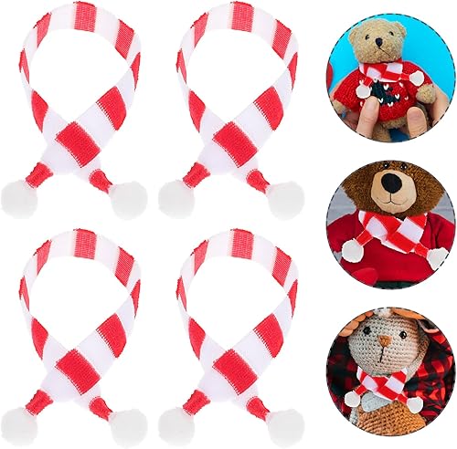 Miniatura 3 de Disfraz de Papá Noel, mini bufanda para botella de vino, bufandas en miniatura, cubierta de botella de vino de Navidad, 20 piezas para manualidades,