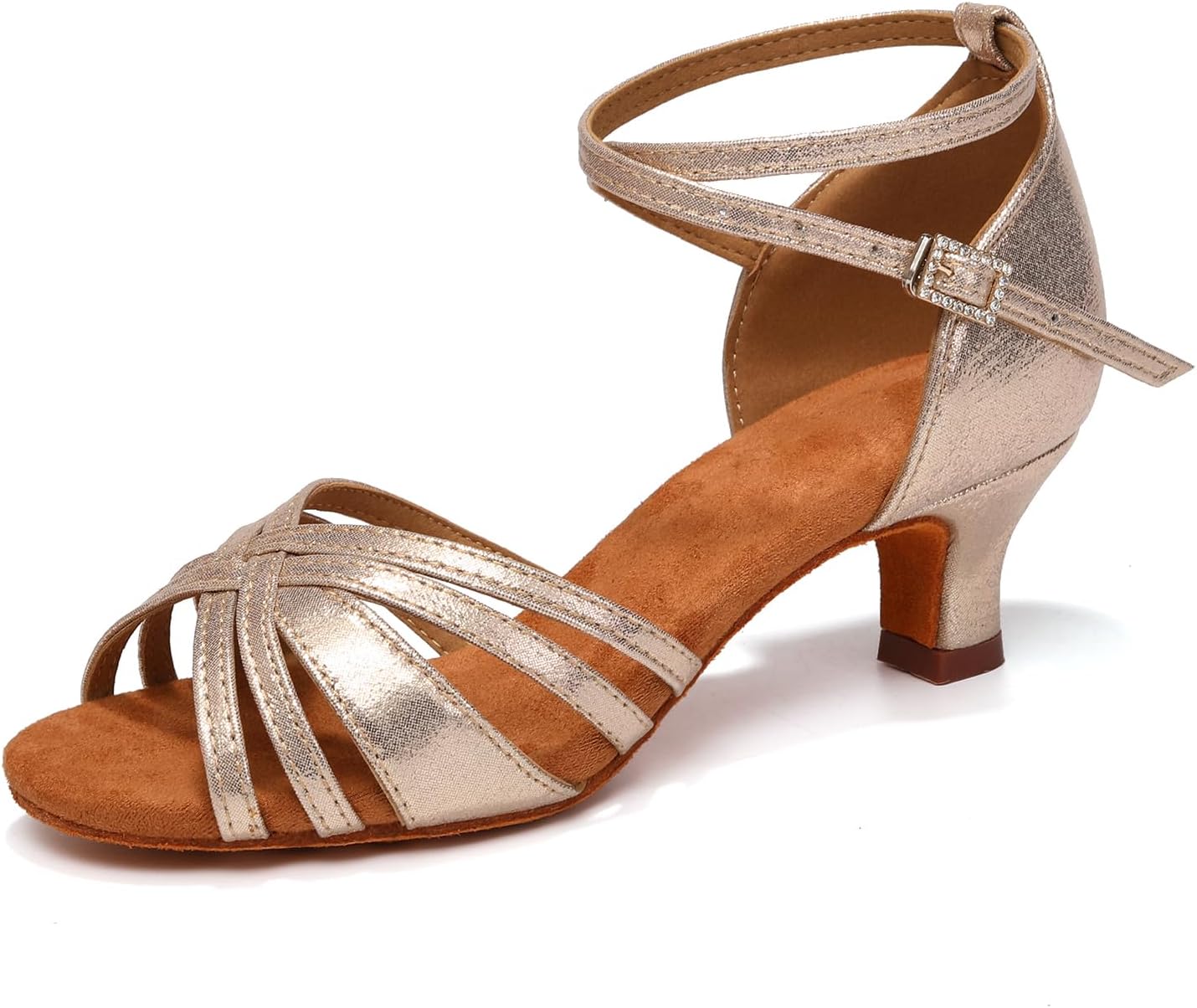 Women Latin Dance Shoes Open Toe Performance Professional Salsa Bachata Ballroom Dance Shoes,Model WZSP811-5cm Heel