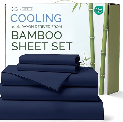 Miniatura 13 de Sábanas de bambú 100% rayón derivado del bambú, tamaño Queen, sábanas refrescantes para Queen, ultra suaves, transpirables y de lujo de hotel, 1 05